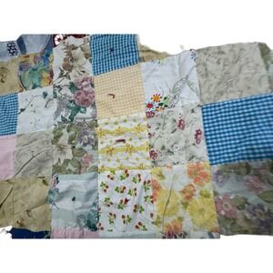 Vintage Patchwork Quilt Handmade Machine Folk Patchwork 80/90's Sheets Handtied